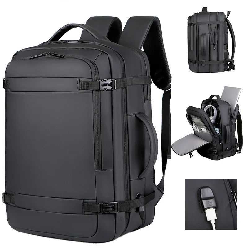 40L Expandable Water Resistant Travel Backpack 14:771#Escalable Black;5:310#18inch(32x46x15)cm;200007763:201336100 69 $ Travel Backpacks Air Assist - Less Stress Air Assist - Less Stress