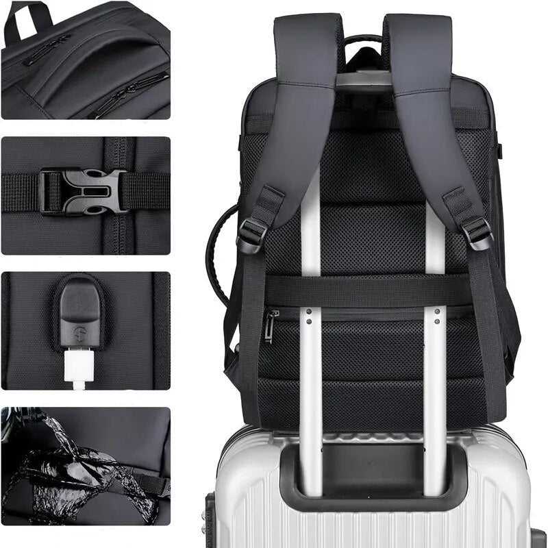 40L Expandable Water Resistant Travel Backpack 14:771#Escalable Black;5:310#18inch(32x46x15)cm;200007763:201336100 69 $ Travel Backpacks Air Assist - Less Stress Air Assist - Less Stress