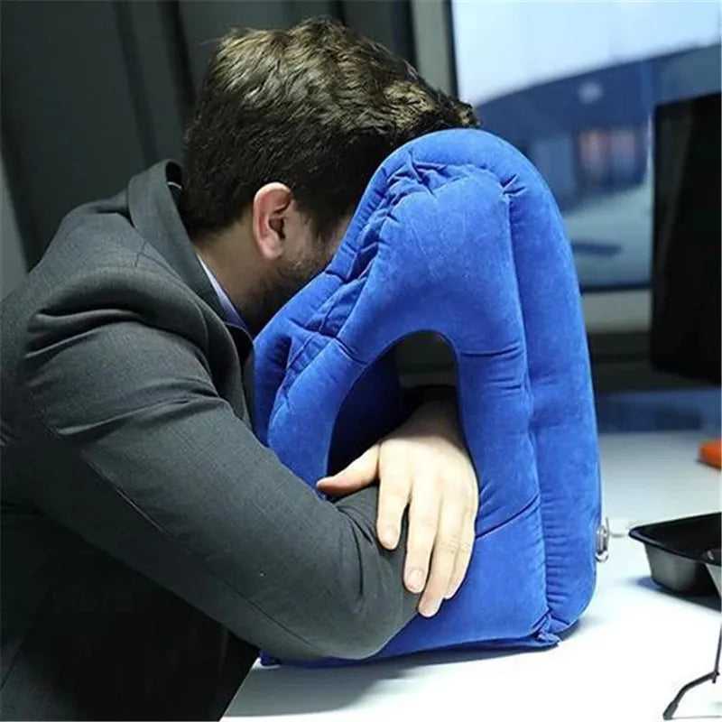 Inflatable Travel Sleeping Cushion Neck Pillow 14:193#Gray 39 $ Airplane Cushions & Beds Air Assist - Less Stress Air Assist - Less Stress